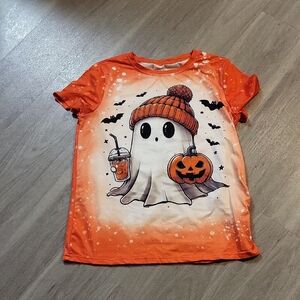 SHEIN Orange Ghost Tee with Pumpkin and Bats